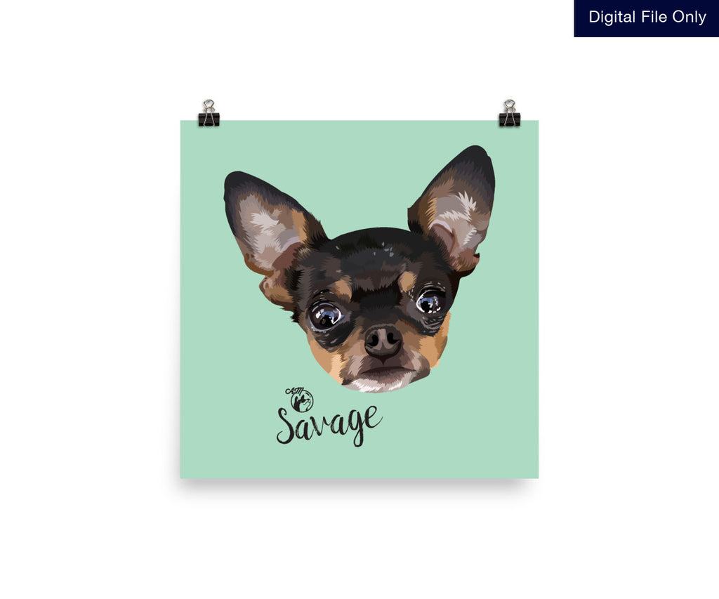Digital File only, Pop Art Pet Portrait, Available in Various Sizes (Square Format)