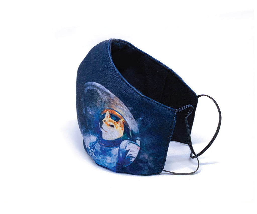 3D Resuable Mask with Filter Pocket, Shiba-stronaut, Red Shiba Inu, Adult Size (Unisex)