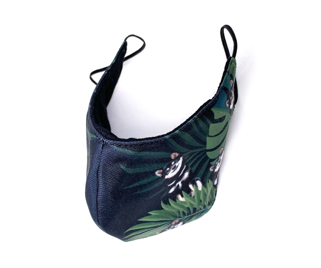 3D Reusable Mask with Filter Pocket, Tropical Midnight Black Tan Shiba Inu, Adult