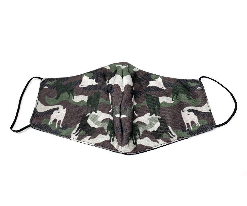 Camo Shiba Silhouette 3D Adult Mask with Filter Pocket, Adult Size