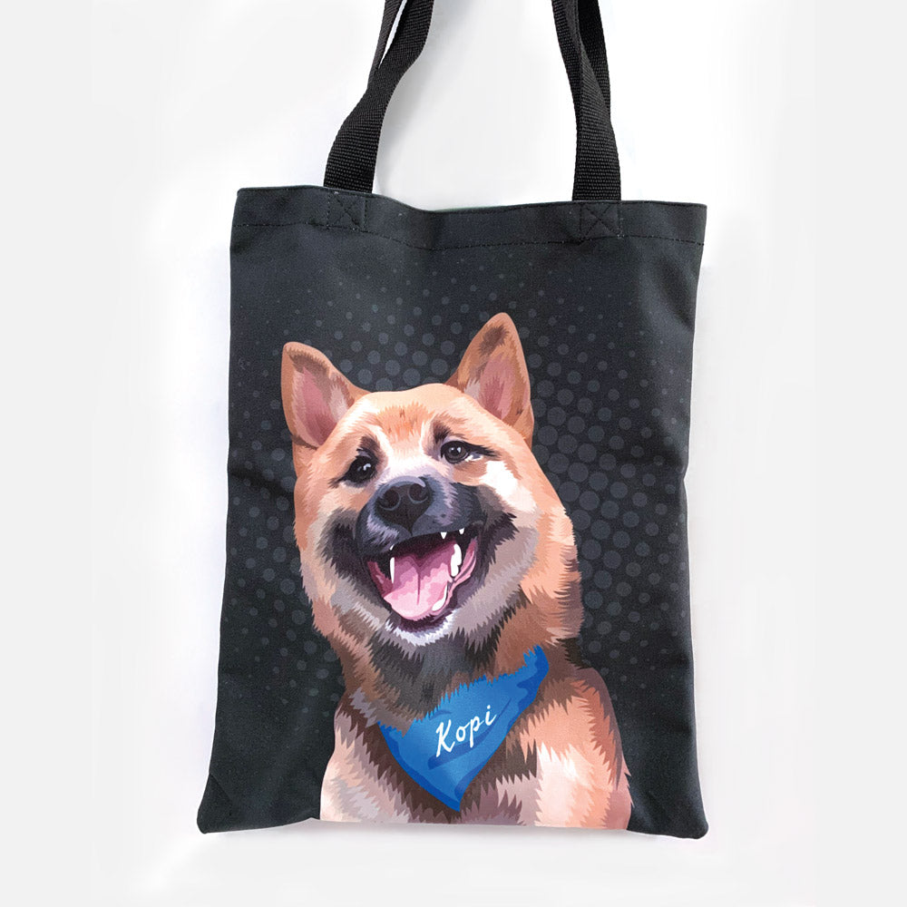 Canvas Tote Bag, Pop Art Portrait, Single Pet