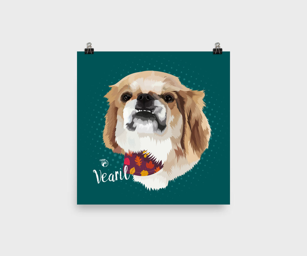 Square Wall Art Pet Portrait, Unframed Poster Print, Available in Various Poster Sizes