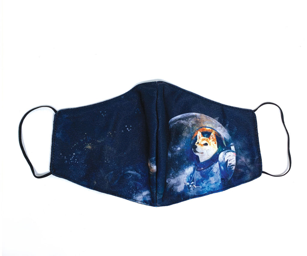 3D Resuable Mask with Filter Pocket, Shiba-stronaut, Red Shiba Inu, Adult Size (Unisex)