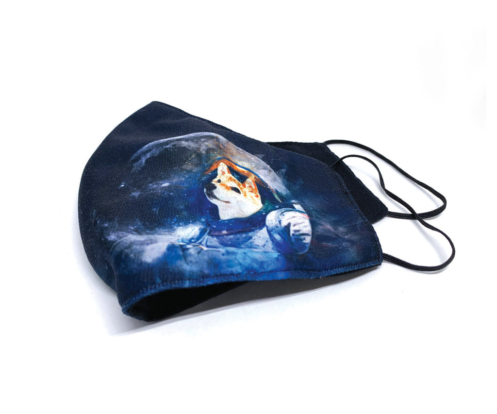 3D Resuable Mask with Filter Pocket, Shiba-stronaut, Red Shiba Inu, Adult Size (Unisex)