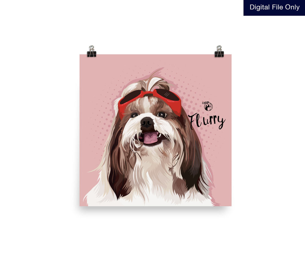 Digital File only, Pop Art Pet Portrait, Available in Various Sizes (Square Format)