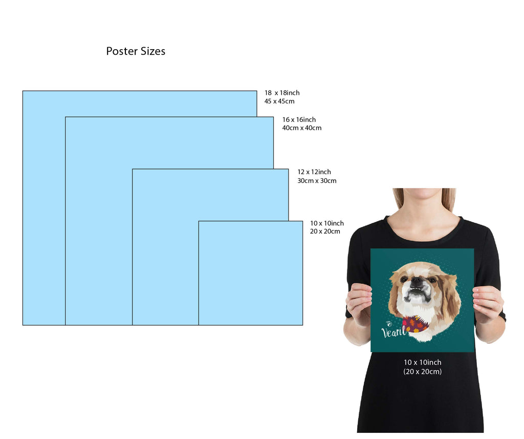 Square Wall Art Pet Portrait, Unframed Poster Print, Available in Various Poster Sizes