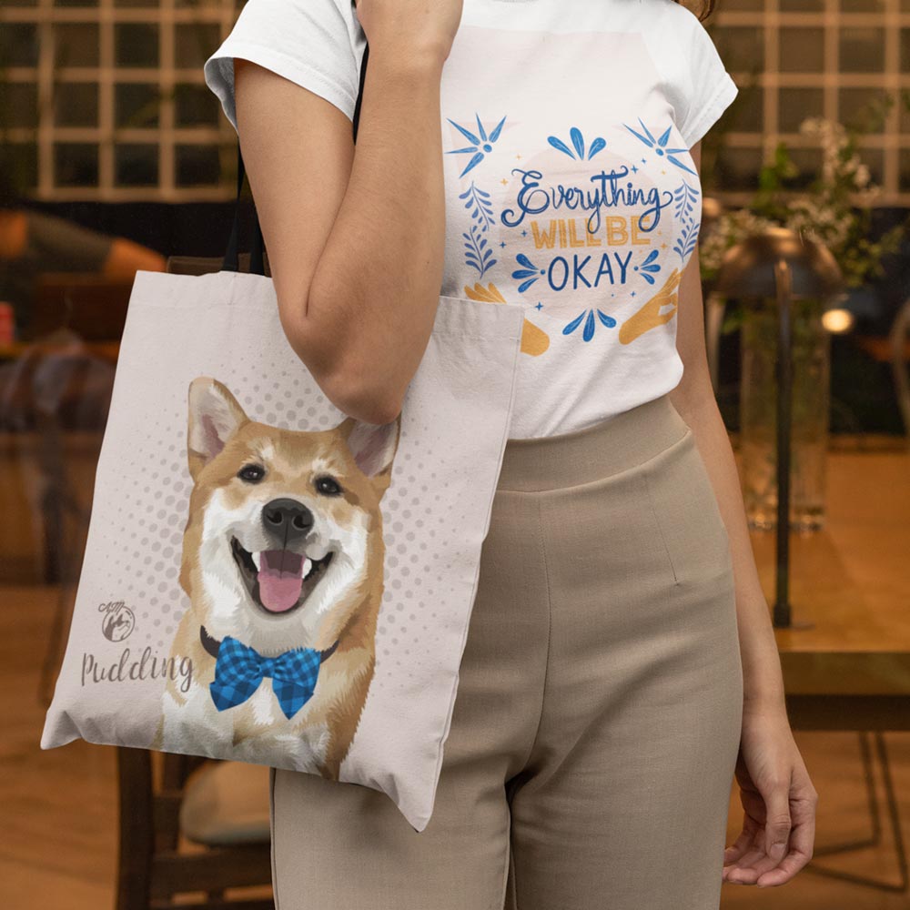 Canvas Tote Bag, Pop Art Portrait, Single Pet