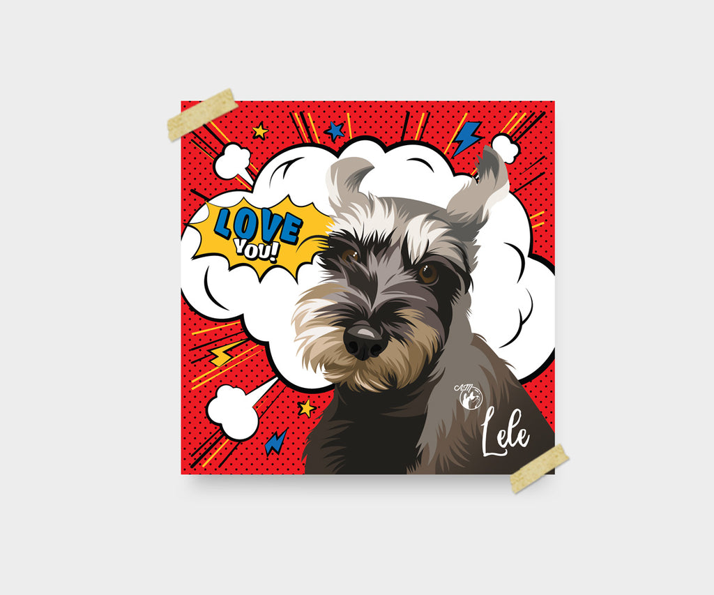 Square Wall Art Pet Portrait, Unframed Poster Print, Available in Various Poster Sizes