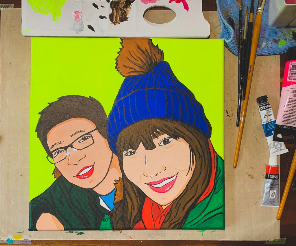 Handmade Acrylic Painting, Pop Art Stylize Caricature, 30cm x 30cm